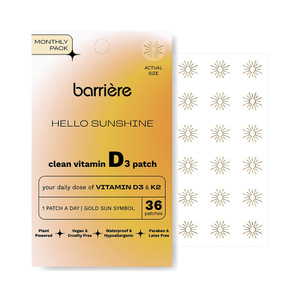 Barriere Hello Sunshine Vitamin D3 Patches Gold Sun for Mood Energy and Bone Health 36Ea, Pack of 8