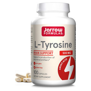 Jarrow Formulas L Tyrosine 500mg Amino Acid Dietary Supplement Capsules Support Brain Health 100Ea