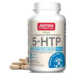Jarrow Formulas 5 HTP Serotonin Precursor 100mg Supplement Veg Capsules Support Balance Mood 60Ea