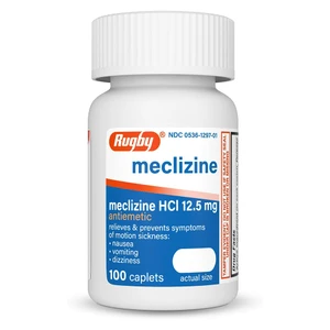 Rugby Meclizine 12.5 mg Caplets for Motion Sickness Relief 100Ea