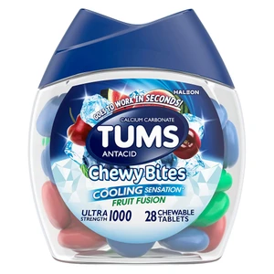 Tums Chewy Bites Antacid Chewable Tablets for Heartburn and Acid Indigestion Relief 28Ea