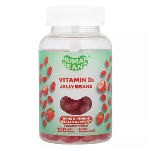 Human Beanz Vitamin D3 Jelly Beans Strawberry Blast Support Bone and Immune Health 120Ea