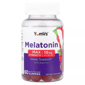 YumVs Max Strength 10mg Melatonin Berry Flavored Gummies Support Health Sleep 60Ea