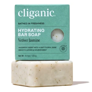 Cliganic Vetiver Jasmine Moisturizing and Hydrate Bar Soap Leaves Skin Smooth and Replenished 4.4Oz (125g)