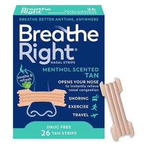 Breathe Right Nasal Strips Menthol Scent Tan Open Your Nose Relieve Nasal Congestion 8Ea