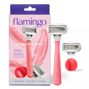 Flamingo Flamingo Pink 5 Blade Womens Razor 1 Razor Handle and 2 Razor Blade Refills Set for All Hair Types 1Ea