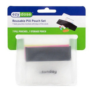 Ezy Dose Reusable Pill Pouch Set Weekly Medication Organizer 7 Daily Pouches Days of Week 1Ea