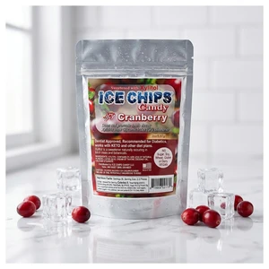 Ice Chips Cranberry Candy Sweetened with Xlitol 2Oz (5.67g)