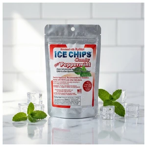 Ice Chips Peppermint Candy Sweetened with Xlitol 2Oz (5.67g)