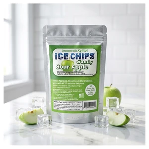 Ice Chips Sour Apple Candy Sweetened with Xlitol 2Oz (5.67g)