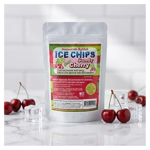 Ice Chips Sour Cherry Candy Sweetened with Xlitol 2Oz (5.67g)