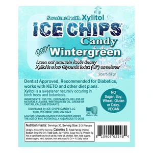 Ice Chips Wintergreen Candy Sweetened with Xlitol 2Oz (5.67g)