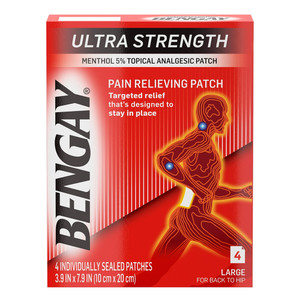 Bengay Ultra Strength Topical Analgesic Pain Relieving Patches Large 4Ea