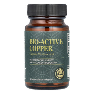 Global Healing Bio Active Copper Cuprous Nicotine Acid Detoxification and Collagen Capsules 30Ea