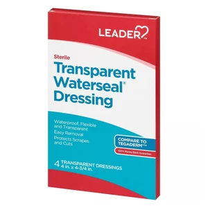 Leader Sterile Transparent Waterseal Dressings for Wound Care 4Ea