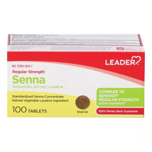 Leader Senna Laxative 8.6 mg Tablets for Occasional Constipation Relief 100Ea