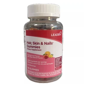 Leader Hair Skin and Nails Gummies Assorted Fruit Flavors 80Ea