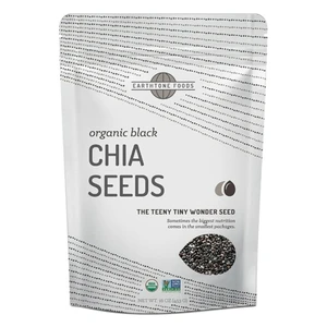 Earthone Foods Organic Raw Black Chia Seeds Plant Based Protein Omega3 Fatty Acids and Calcium 16Oz (453g)