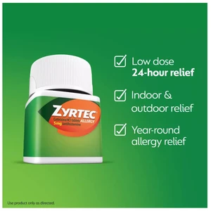Zyrtec 24 Hour Allergy Relief 5 mg Strength Tablets 35Ea