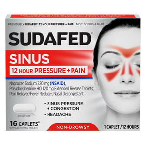 Sudafed------ Sinus 12 Hour Pressure and Pain Relief Caplets 16Ea