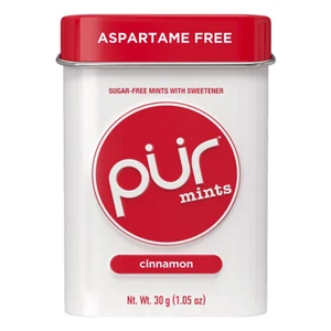 Pur Mints Cinnamon Sugar Free Mints Refreshing Sweet and Spicy Cinnamon Sweetened with Xylitol 1.05Oz (30g), 30Ea