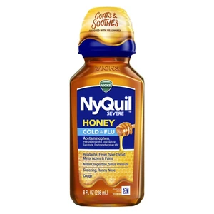 Vicks Nyquil- Severe Cold and Flu Relief Liquid Medicine Honey 8Oz (236ml)