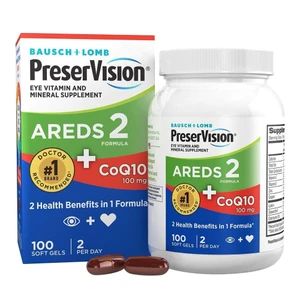 PreserVision AREDS 2 Formula Plus CoQ10 Eye Vitamin and Mineral Supplement Softgels 100Ea