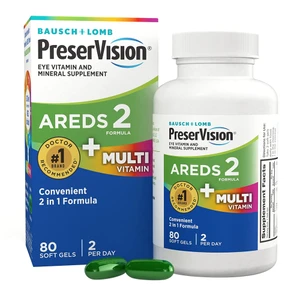 PreserVision AREDS 2 Formula Plus MultiVitamin Eye Vitamin and Mineral Supplement Softgels 80Ea