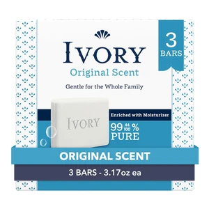 Ivory Designed for Whole Family Gentle Bar Soap Original Scent 3.17Oz, Pack of 3
