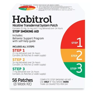 Habitrol Nicotine Transdermal System Patch Combo Kit Steps 1 2 and 3 for Smoking Cessation Program Support 56Ea