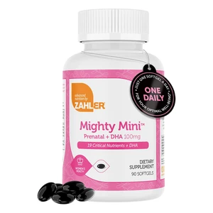 Zahler Mighty Mini Prenatal Plus DHA 100mg Contains 19 Critical Nutrients Dietary Supplement Softgel 90Ea
