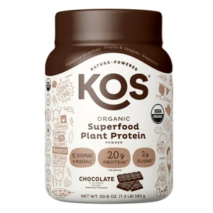 KOS Organic Superfood Plant Protein Powder Chocolate Flavor Support Energy and Digestion Health 20.6Oz (585g)
