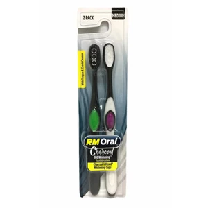 RM Oral 360 Whitening Toothbrush Charcoal Medium Bristles for Effective Cleaning 2Ea