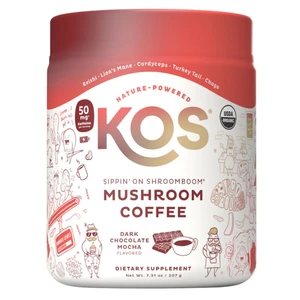 KOS Organic Mushroom Coffee Powder Blend Dark Chocolate Mocha Flavored Support Focus and Mental Health 7.31Oz (207g)