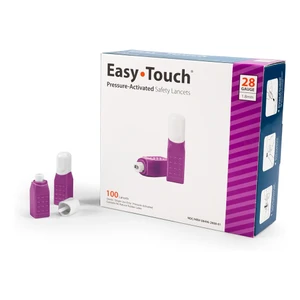 EasyTouch Pressure Activated Safety Lancets 28G for Blood Sampling 100Ea