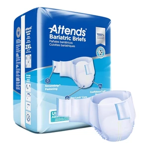 Attends Bariatric Incontinence Briefs Ultimate Absorbency XX Large 12Ea, Pack of 4