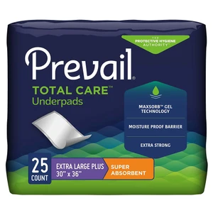 Prevail Total Care Underpads 30 in x 36 in Disposable Super Absorbency 25Ea, Pack of 4