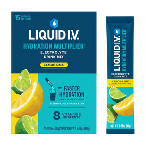 Liquid I V Hydration Multiplier Electrolyte Drink Mix Sticks Lemon Lime Flavor 0.56Oz (16g) 15Ea