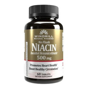 Windmill No Flush Niacin 500mg Promotes Heart Health Tablets 60Ea