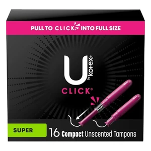 U by Kotex Click Compact Tampons Super Absorbency Unscented 16Ea