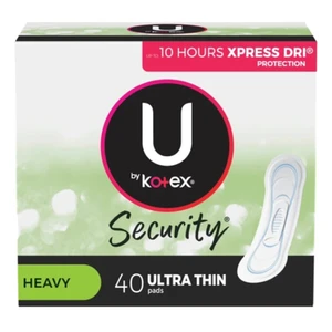 U by Kotex Premium Security Ultrathin 10 Hours Xpress Dri Protection Heavy Core Pad 40Ea