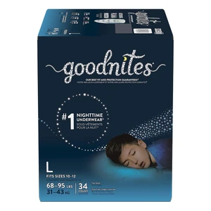 Huggies Goodnites Large Size Nightime Underwear 34Ea