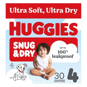Huggies Ultra Soft Ultra Dry Snug and Dry leakproof Size 4 Diapers 30Ea