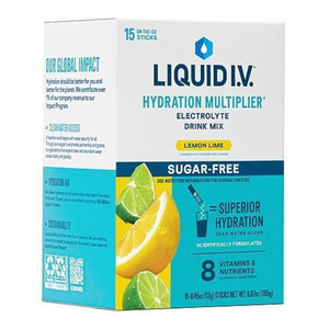 Liquid I V Hydration Multiplier Electrolyte Drink Mix Sticks Lemon Lime Flavor 0.45Oz (13g) 15Ea