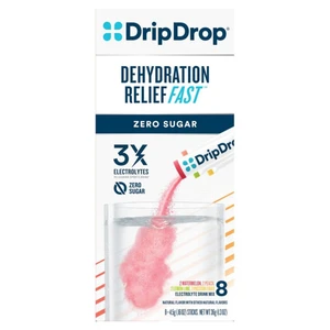 DripDrop Dehydration Relief Zero Sugar Electrolyte Drink Mix Variety Flavors 0.45Oz (4.5g) 8Ea