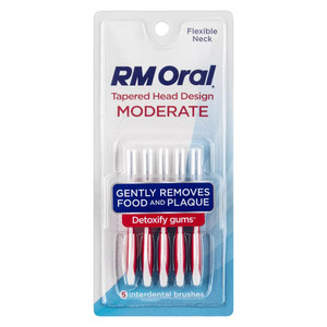 RM Oral Tapered Head Design Moderate Interdental Brushes Detoxify Gums Gentle Removes Food and Plaque 5Ea