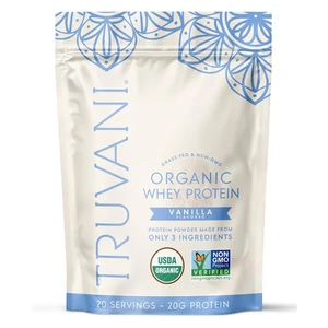 Truvani Organic Plant Based Protein Powder Vanilla Flavored 20 Servings Post Workout Muscle Recovery 18.87Oz (535g)