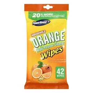 PowerHouse Household Multi Purpose Cleaner Wipes Orange Citrus 42Ea