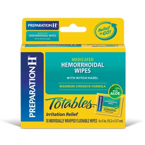 Preparation H Medicated Hemorrhoidal with Witch Hazel Wipes Totables Irritation Relief 10Ea