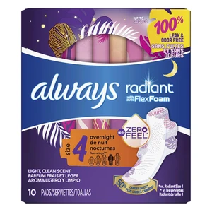 Always Radiant FlexFoam Size 4 Overnight Absorbency Scented 10Ea
